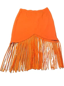Vintage Milano Fringe Skirt Women's 18W Orange Plus Size Asymmetrical Sexy Party - Picture 1 of 13