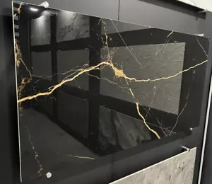 Pallet Deal 46 SQM Black & Gold Marble Porcelain Tiles High Gloss 1200x600 - Picture 1 of 7