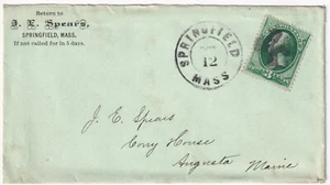 DOUBLE RING SPRINGFIELD MASS CANCEL WITH SCOTT #184 CROSS CORK CANCEL - Picture 1 of 2