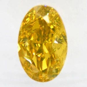Oval Cut Diamond Fancy Deep Yellow Brown Color 0.61 Carat VS2 IGI Certificate - Picture 1 of 6