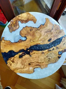 Round Epoxy Resin Coffee Table Top Conference Garden Luxurious Furniture Decors - Picture 1 of 7