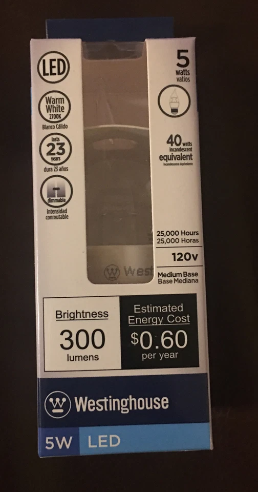 Westinghouse 5W Flame Tip CA11 Dimmable LED Light Bulb  Warm White - Image 1 of 2