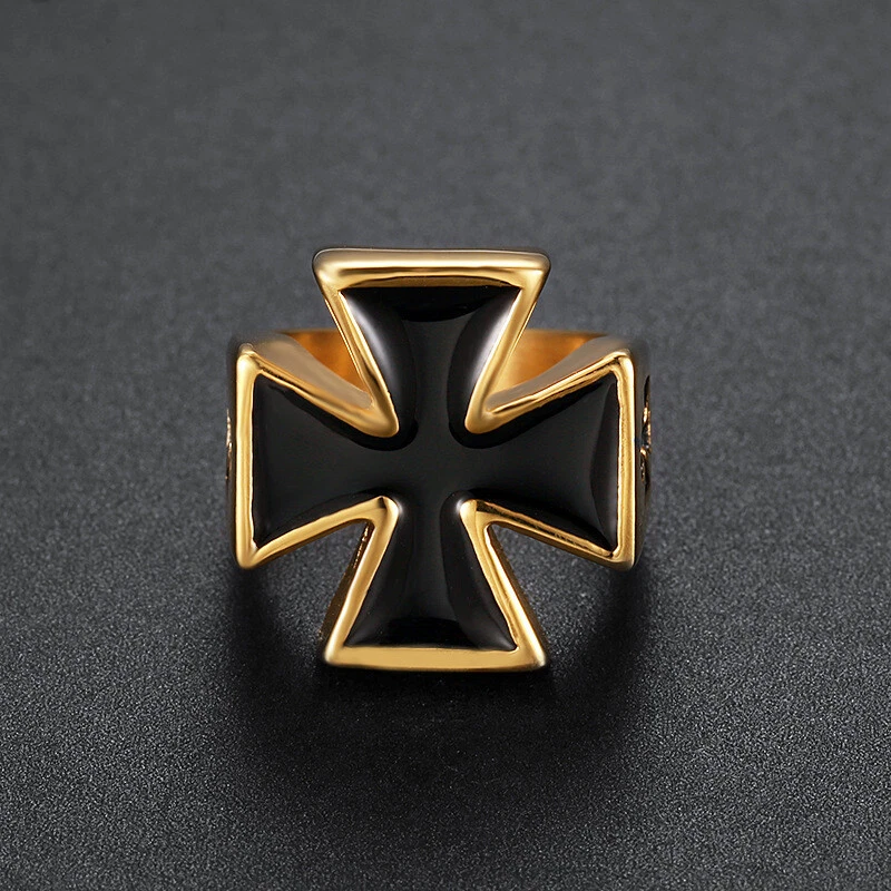 Anillos cruzados para hombre Anillos de acero inoxidable para hombre Anillos de compromiso Ajuste cómodo Foto 1 de 4