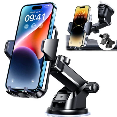 360° Phone Holder Car Mount Windshield Stand For iPhone 16 15 14 Pro Max Samsung - Image 1 of 4