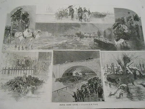 Gravure 1872 - Paris dans l'eau - Picture 1 of 1