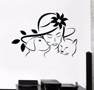 Vinyl-Wandtattoo Tierklinik Frau Tier Katze Hund Aufkleber (482ig) - Bild 1 von 3