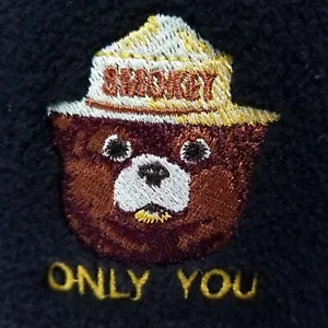 TIMBERLINE Colorado Fleece Vest SMOKEY THE BEAR Full Zip Black Men's M EUC! * - Picture 1 of 11