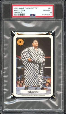 Tarjeta alemana rara Yokozuna ROOKIE 1993 WWF Quartetts PSA 10 WWE BLOODLINE Foto 1 de 2
