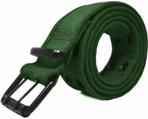 Green Canvas Belt Double Grommet Heavy Duty Men Women's 100% Cotton Size (Med) - Picture 1 of 2