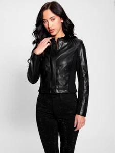 Giacca donna GUESS in ecopelle nera - Foto 1 di 11