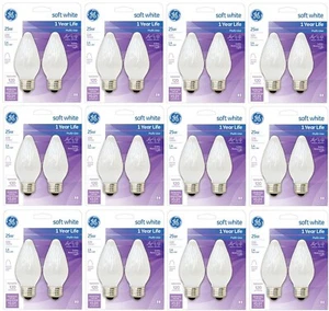 GE 75338  Soft White Flame Shape 25 W Light Bulb  2 Count - Quantity of 12 Packs - Picture 1 of 8