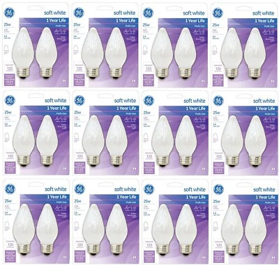GE 75338  Soft White Flame Shape 25 W Light Bulb  2 Count - Quantity of 12 Packs - Image 1 of 4