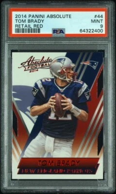2014 Panini Absolute #44 TOM BRADY Die Cut SP Rare RED FOIL. PSA 9 MINT GOAT! - Image 1 of 4