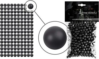 Wearable4U .68 Cal Reusable Black Rubber Balls for Paintball Gun 500 rounds