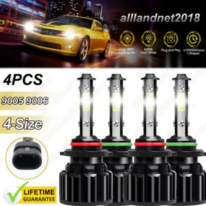 4x Combo 9005 9006 LED Headlights Fog Light Kit Bulbs 6000K High Low Beam White - Picture 1 of 12