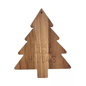 Tabla de cortar árbol de Navidad de madera maciza bandeja de queso pan decoración de pared letrero 14,5" - Imagen 1 de 11