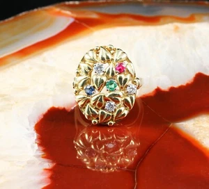 Wunderschöner vintage RING mit farbigen EDELSTEINEN & BRILLANTEN | 585er Gold - Bild 1 von 8