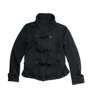 Full Tilt High Neck Button/Zip Up Fashion Dark Gray Black Hooded Jacket Size S - Picture 1 of 15