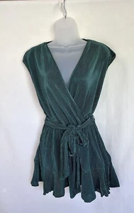 Boutique pagliaccetto micro plissettato verde cravatta davanti orlo increspato maniche corte PICCOLO - Foto 1 di 8