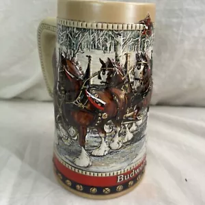 Vintage 1988 Budweiser Collectors Series Beer Stein Mug Clydesdales Holiday - Picture 1 of 8
