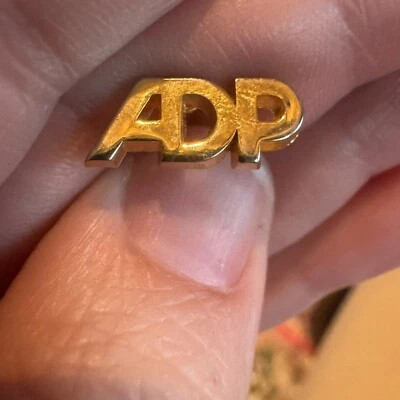 Vintage ADP Employee Lapel Pin Tie Tack Gold Tone - Image 1 of 2