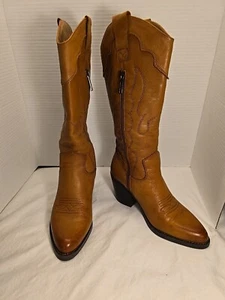 Carmela kniehohe Cowboystiefel Blockabsatz hellbraun Damengröße 5,5 (36) siehe Beschreibung - Bild 1 von 9