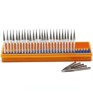 30Pcs Diamond Coated Conical Pointed Nose Head 3.2mm Grinding Needle Burrs Tools - Picture 1 of 12
