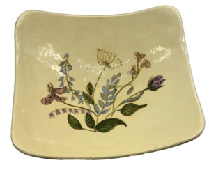 VTG Elwill Canada Pottery Bowl – Hand-Painted Wildflowers Botanical MCM Art - Picture 1 of 8