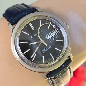 Vintage BULOVA CARAVELLE men's automatic watch Rocket second hand Blue dial 1978 - Picture 1 of 19