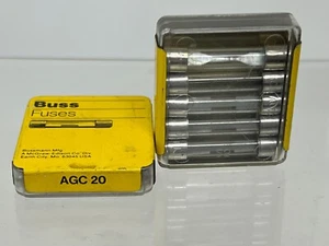 x 10 COOPER/BUSS AGC SERIES 20A 3AB FAST ACTING GLASS TUBE FUSE  BK/AGC-20 32V - Picture 1 of 2