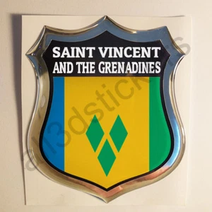 Sticker Saint Vincent and the Grenadines Emblem 3D Resin Domed Gel Flag Decal - Imagen 1 de 1