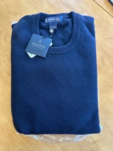 New BROOKS BROTHERS 3-Ply Cashmere Crewneck Saddle Shoulder Sweater Sz-L - Picture 1 of 5