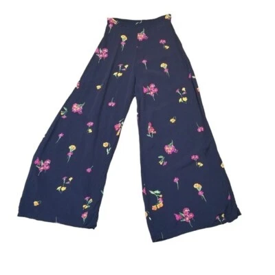 Pantalones Betsey Johnson de Colección Años 90 Negro Floral Pierna Ancha Foto 1 de 4