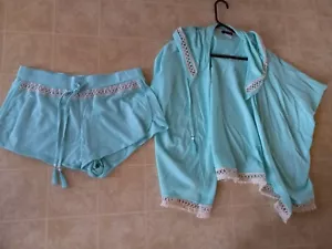 Conjunto de sudadera con capucha y pantalones cortos de manga corta de ganchillo Aqua para mujer VENUS talla M - Imagen 1 de 4