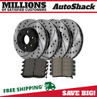 Front & Rear Drilled Slotted Brake Rotors Black & Pads for Chevy Traverse 3.6L GMC Acadia