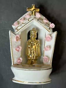Infant of Prague Holy Water Font Porcelain Figurine Wall Pocket Arnart Japan Vtg - Picture 1 of 18