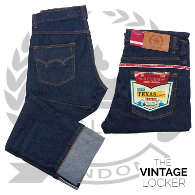 Relco Selvedge Texas Jeans Raw Look 14oz Denim Biker Rockabilly Straight Leg