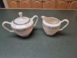 Lenox springdale china Platinum Trim Creamer and Covered Sugar Bowl Set EXC - Picture 1 of 4