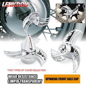 Skull/Spike Spun Blade Spinning Front Axle Cap Nut Cover For Harley Touring Dyna - Bild 1 von 12