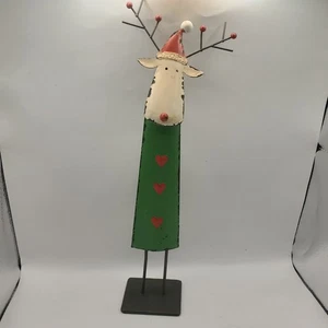 Navidad Navidad Metal Reno Verde Rojo Decoración Soporte 35cm Adorno - Imagen 1 de 8