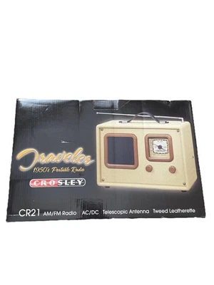 NEW Crosley Travel 1950’s Portable Radio AM / FM CR21 AC/DC Telescope Antenna - Image 1 of 4