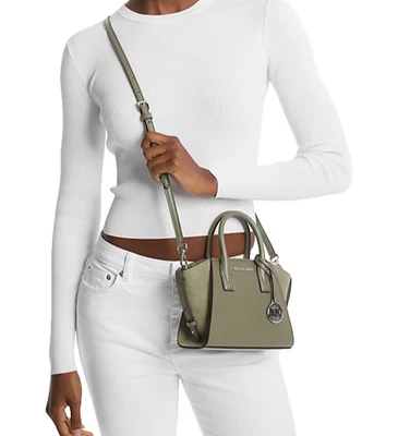 MICHAEL KORS AVRIL SATCHEL EXTRA SMALL CROSSBODY LEATHER BAG OLIVE THYME - Image 1 of 4