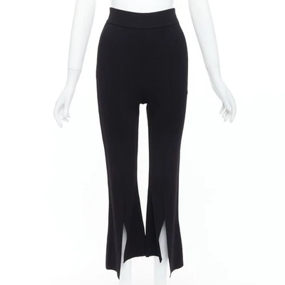 STELLA MCCARTNEY 2017 black knit split hem high waist flare pants IT38 XS - Image 1 of 4