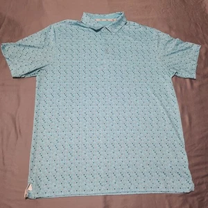 Walter Hagen Polo Shirt Mens Large Blue Golf Geometric All Over Print Golf - Picture 1 of 8