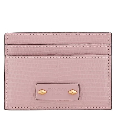 Estuche para tarjetas Umika con estampado de lagarto Jimmy Choo J000169283-ROSA/DORADO Foto 1 de 4