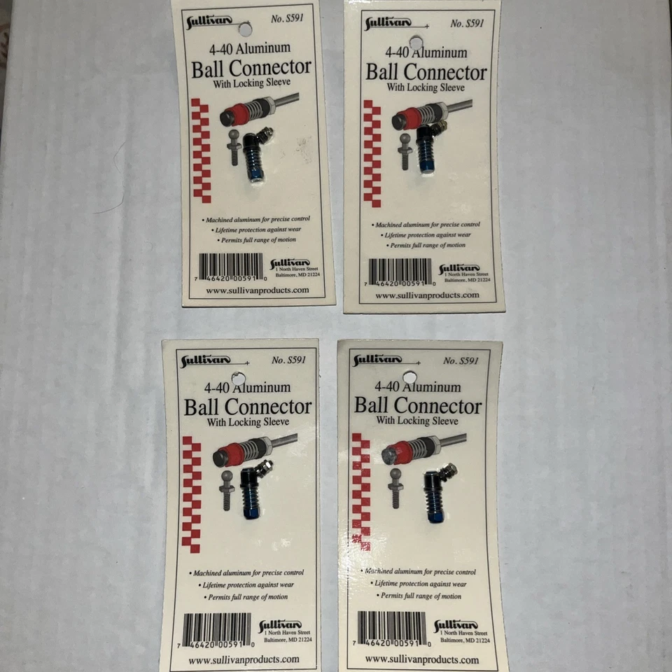 Lot of 4 Sullivan Aluminum Ball Connector With Locking Sleeve 4-40 S591 • - Image 1 of 1