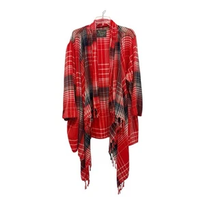 Natural Reflections Damen 3X Halstuch rot bunt kariert Fransen Langarm Baumwollmischung - Bild 1 von 7