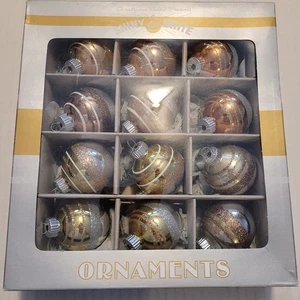 CHRISTMAS Shiny Brite Christopher Radko Ornaments (Set of 12) Gold & Silver - Picture 1 of 3