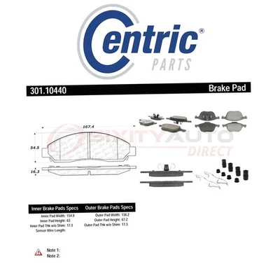 Centric Ceramic Disc Brake Pads w Shims for 2009-2013 Mazda 3 Sport 2.0L wv Foto 1 de 4