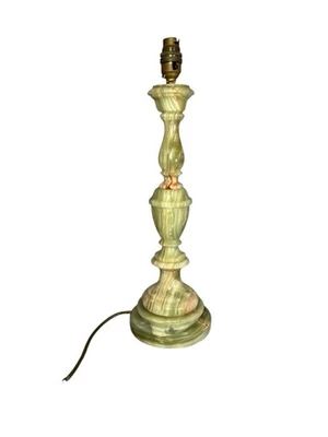 Vintage Onyx Stone Lamp Base 45cm Heavy Ornate Green Marble Look Needs Rewiring - Image 1 of 4
